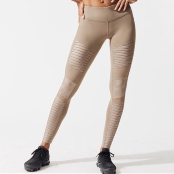 ALO yoga tan Moto leggings size small women’s preowned - Picture 1 of 4